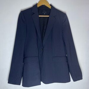 JUDITH & CHARLES Beautiful Navy Blue Striped Stretch Wool Button Blazer Size 12